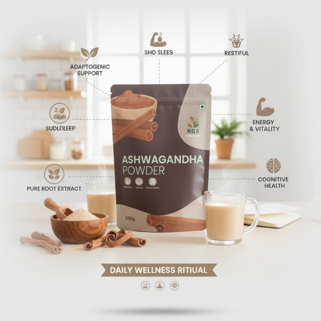 KGS Organics Ashwagandha & Moringa Powder Combo Pack (200g + 100g)