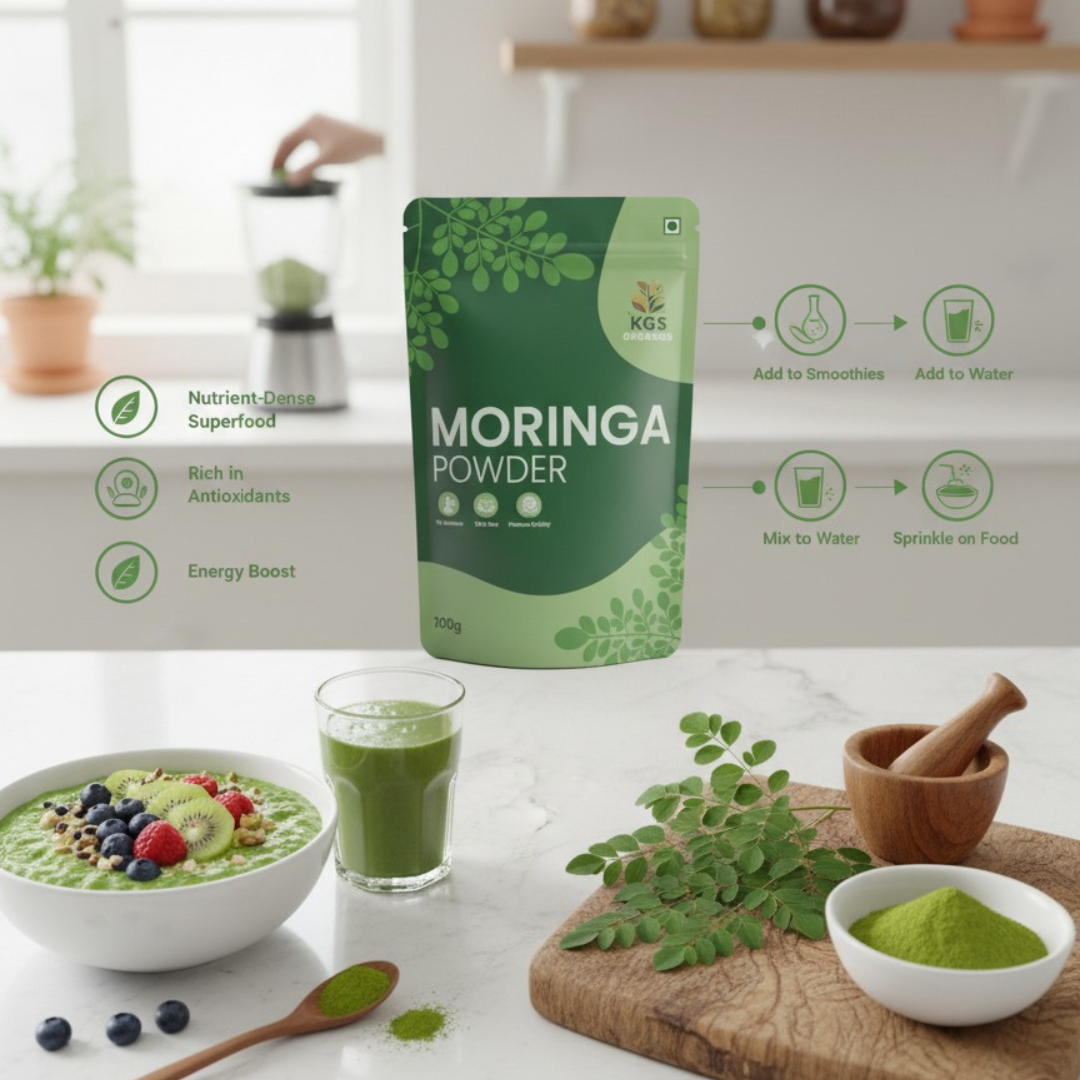 KGS Organics Moringa Powder 200g | Superfood for Daily Nutrition